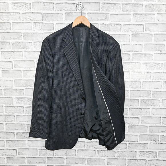 ARMANI Collezioni Men's Silk Wool Blazer Jacket Char Black Size 44R Italy Made - Picture 1 of 12